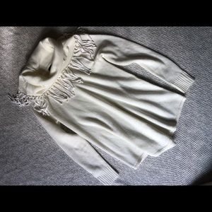 Fringe cowl neck sweater